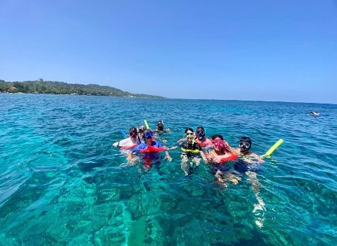Guests enjoying the turquoise water
